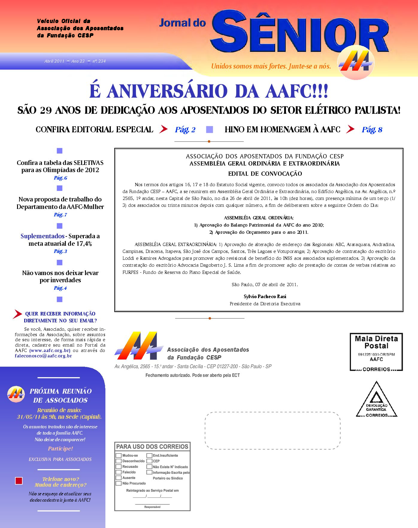 Órgão oficial da AAFC abril/2011