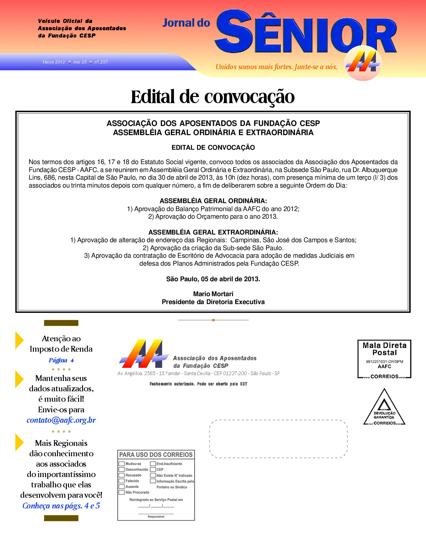 Órgão oficial da AAFC março/2013
