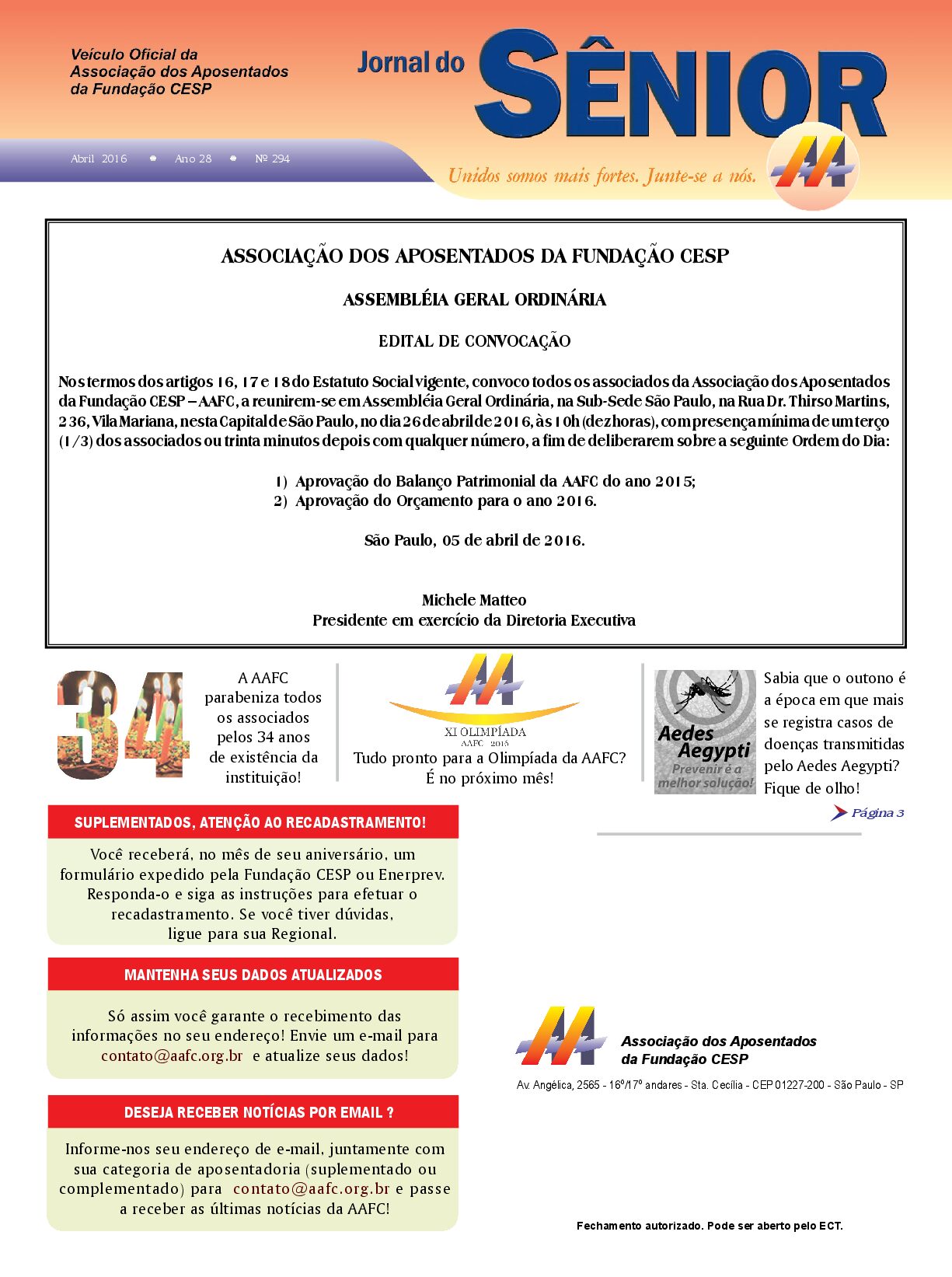 Órgão oficial da AAFC abril/2016