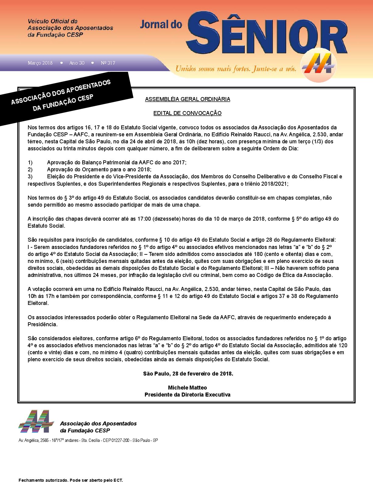 Órgão oficial da AAFC março/2018