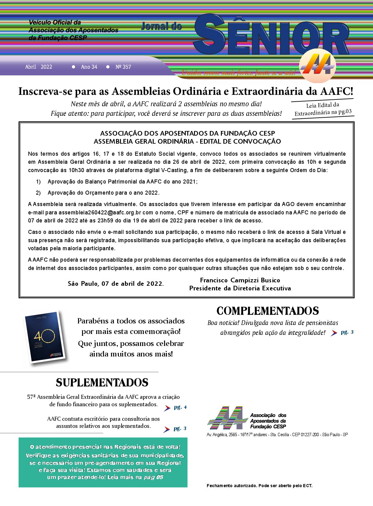 Órgão oficial da AAFC abril/22