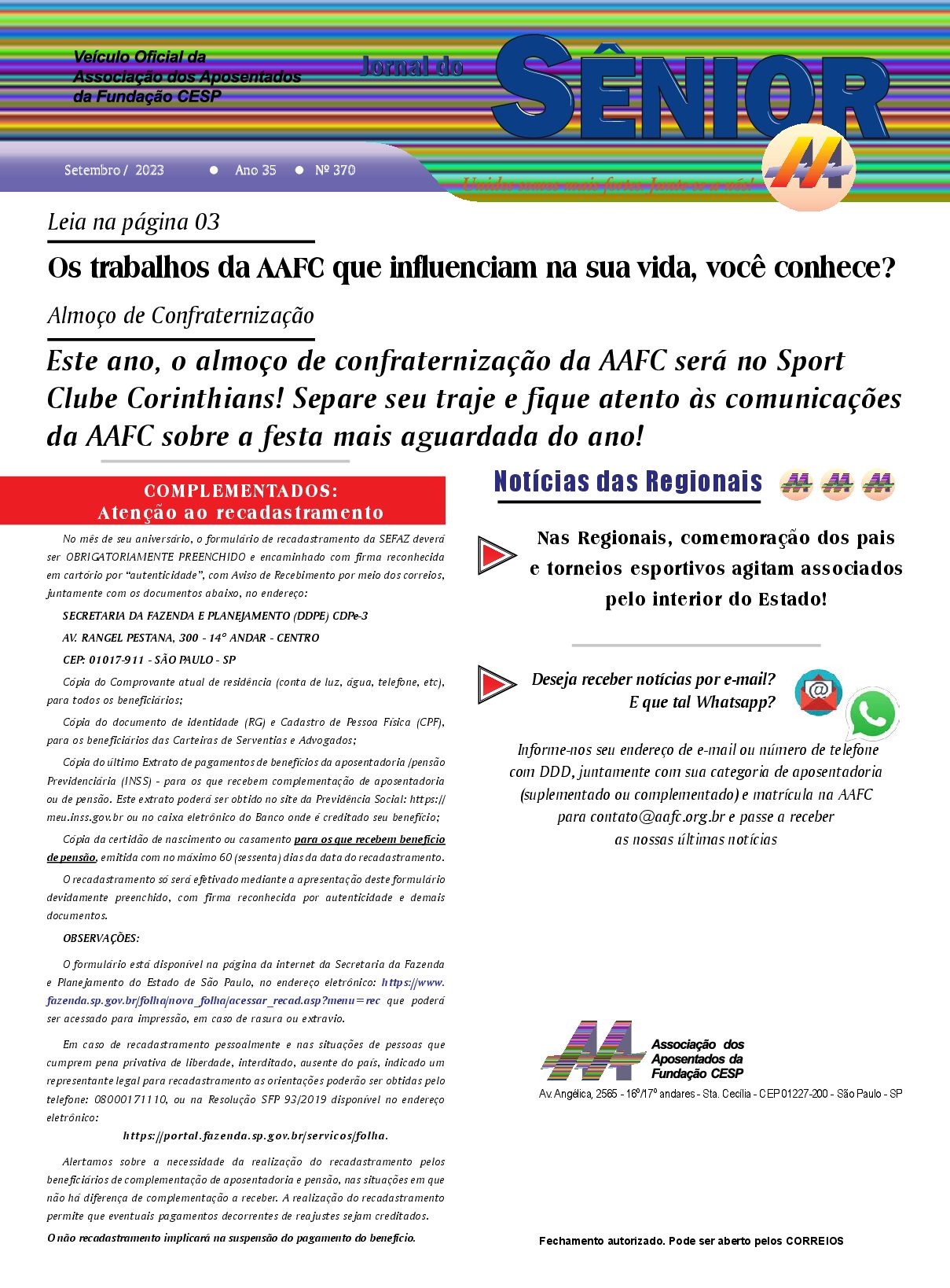 Órgão oficial da AAFC setembro 2023