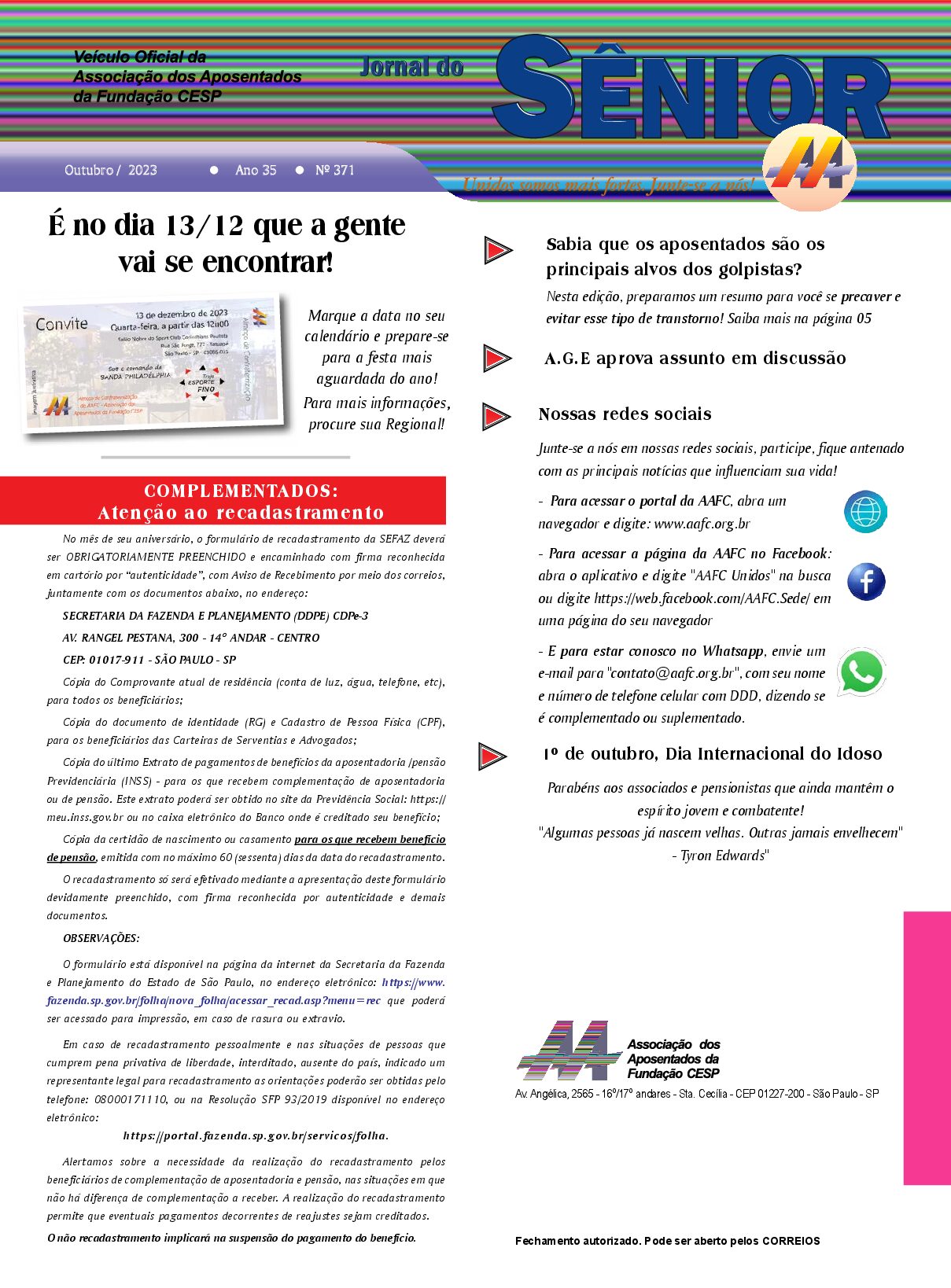 Órgão oficial da AAFC outubro 2023