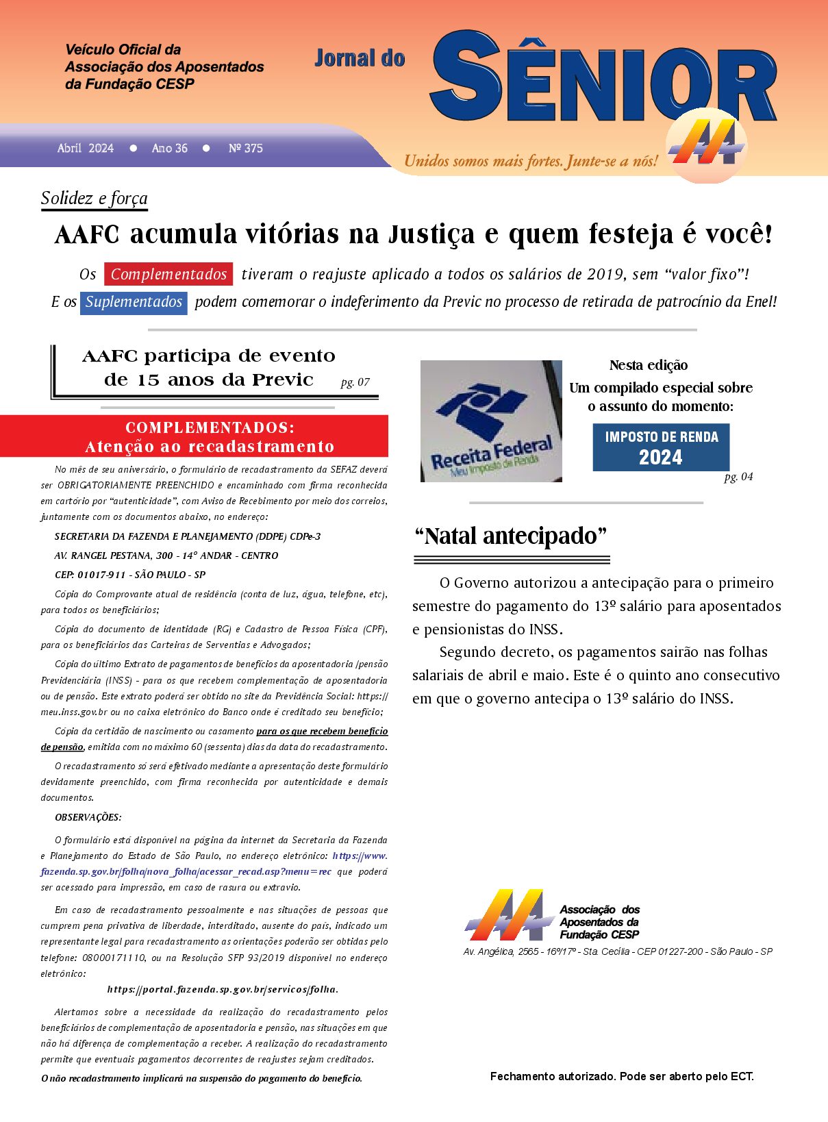Órgão oficial da AAFC abril 2024