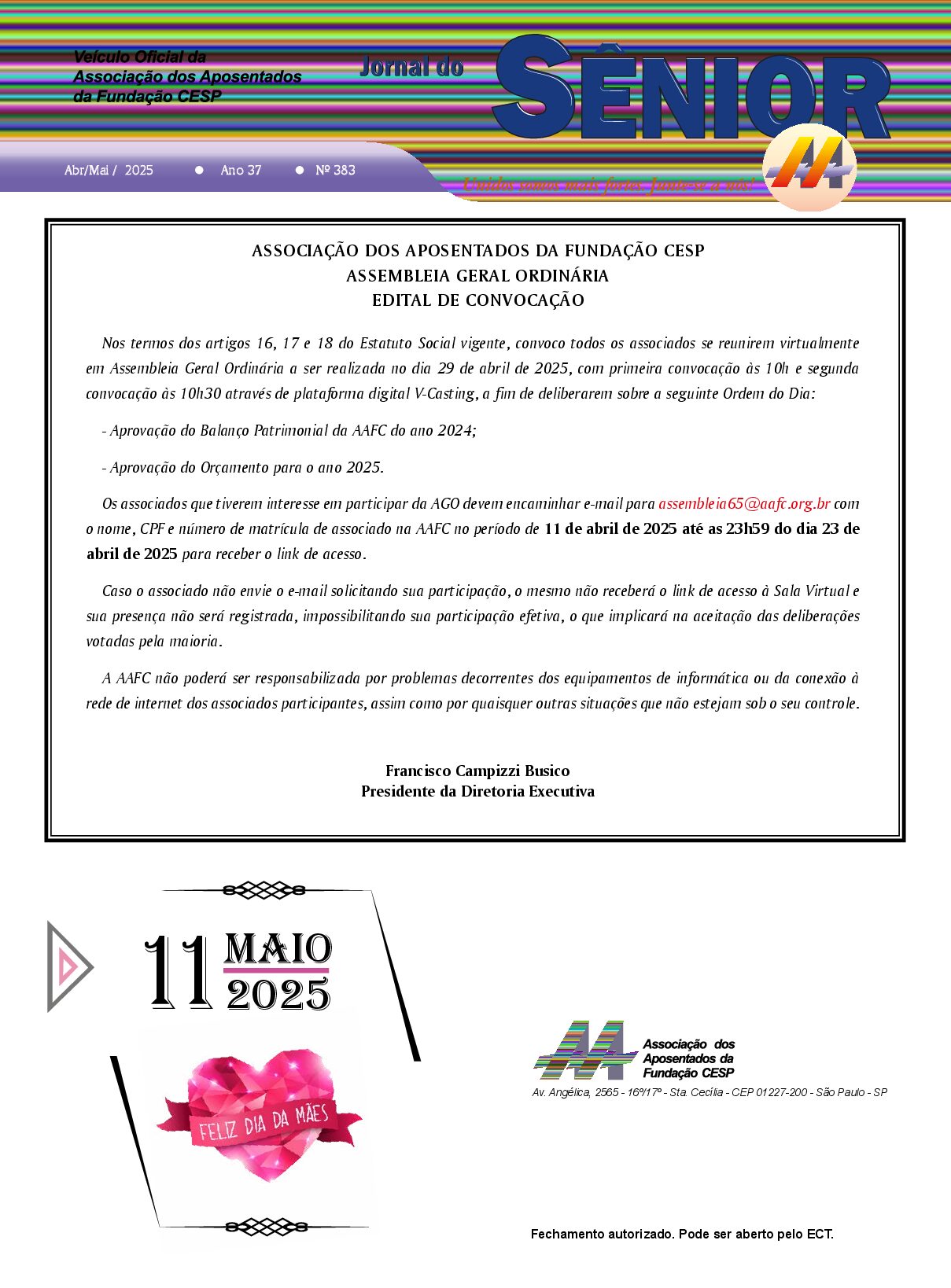 Órgão oficial da AAFC abril/maio 2025