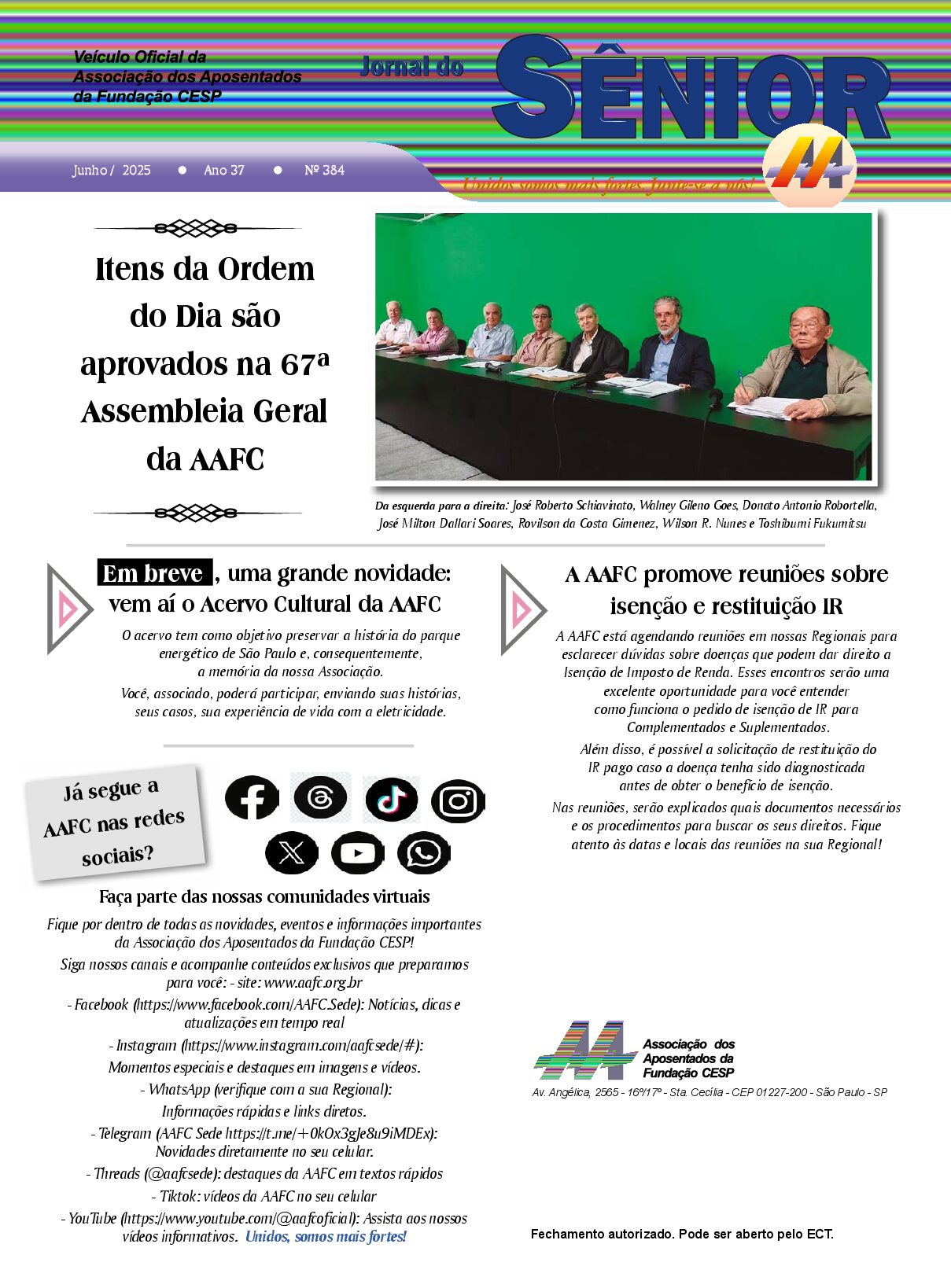 Órgão oficial da AAFC junho/julho 2025