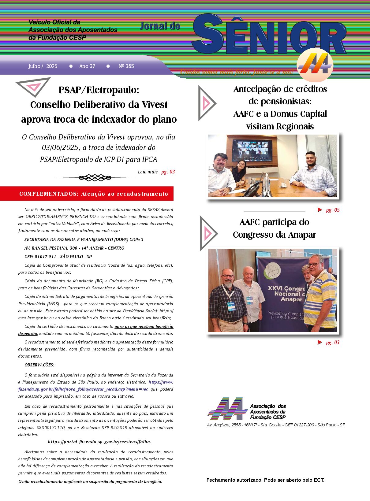 Órgão oficial da AAFC – julho/2025