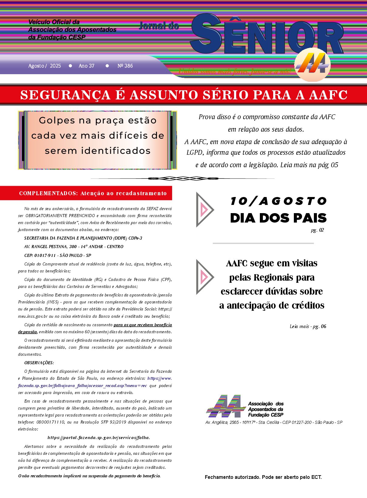 Órgão oficial da AAFC – agosto/2025